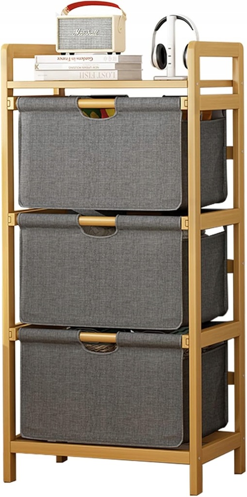 Regał na pranie, 3 półki, stabilny kosz na pranie z drewna bambusowego