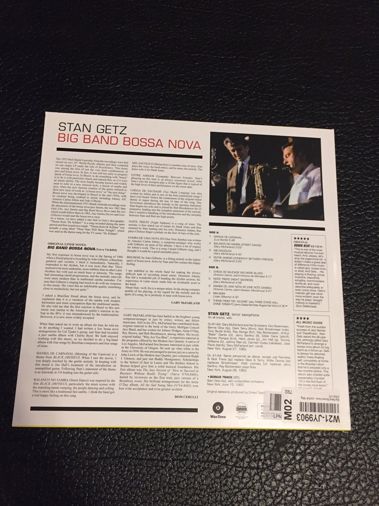 Купить Биг-бэнд STAN GETZ Bossa Nova VINYL LP LTD 180G: отзывы, фото, характеристики в интерне-магазине Aredi.ru