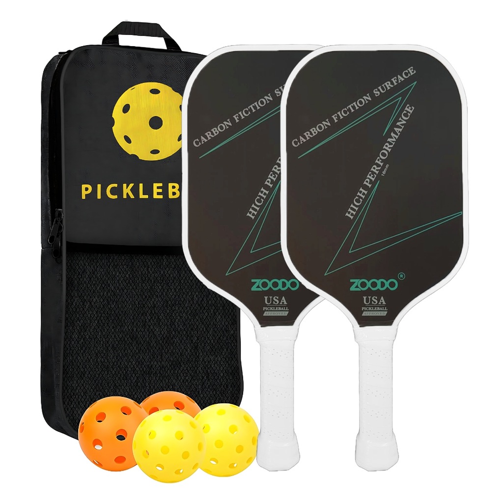Zestaw Rakietek do PICKLEBALL biała ZOODO P2 USAPA lekka + 4 Piłki + Torba