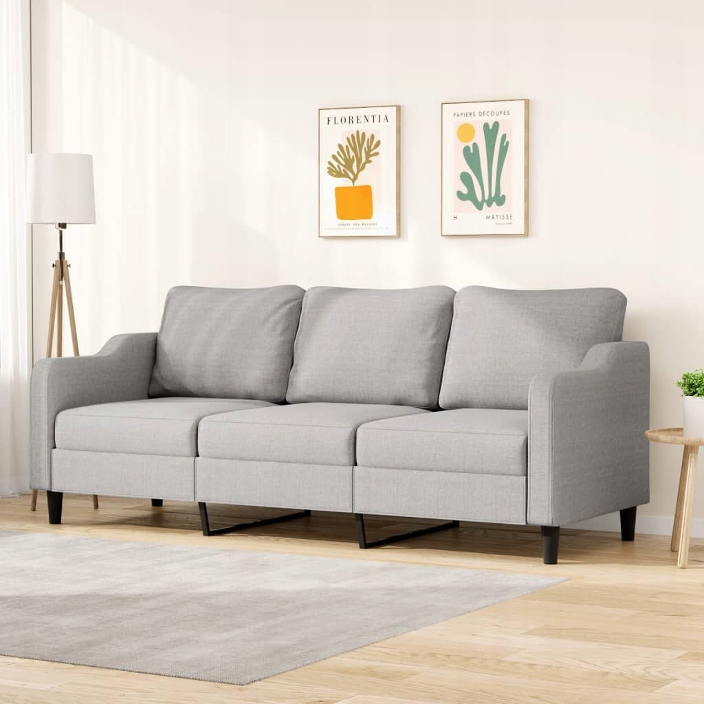 SOFA 3-OSOBOWA, JASNOSZARA, 210CM TKANINA