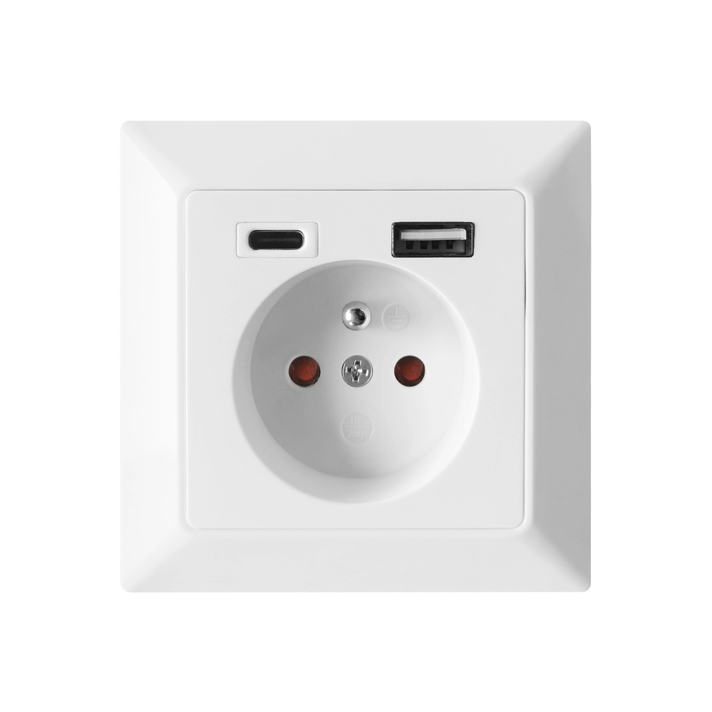 2 x GNIAZDO POJEDYNCZE 2PZ USB-A USB-C WYJŚCIE OR-AE-13232 ORNO