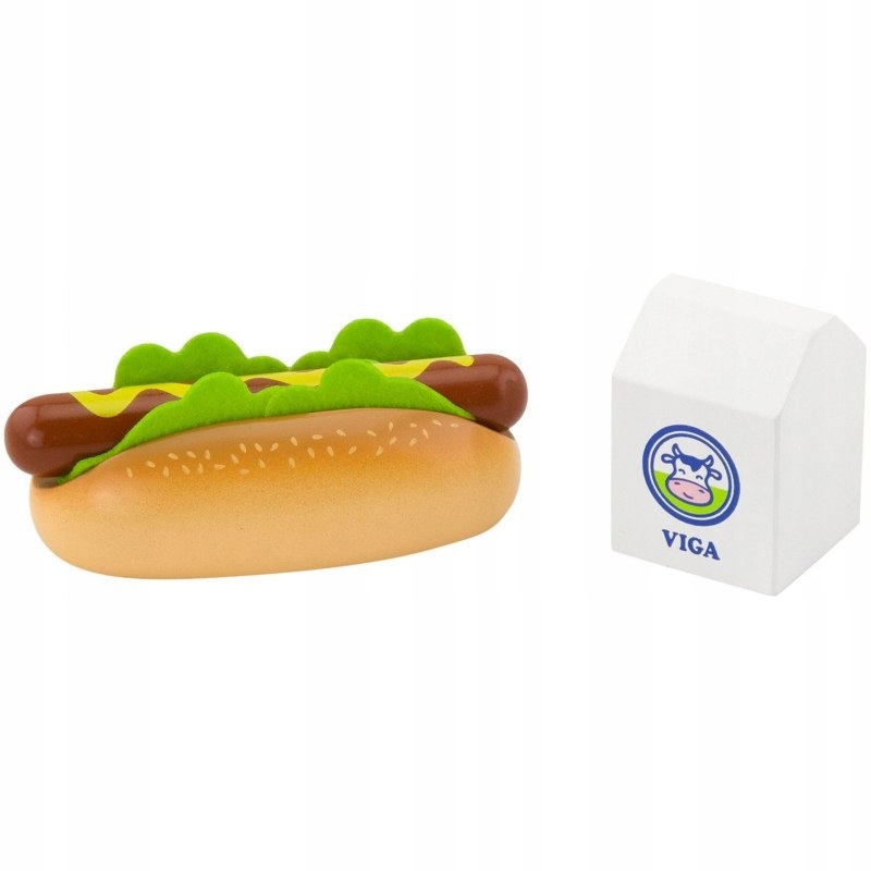 VIGA DREWNIANY ZESTAW HOT DOG MLEKO