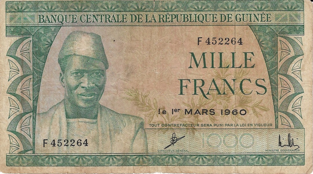 Gwinea 1000 francs 1960r rzadszy