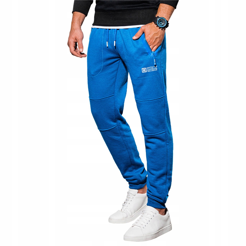 Spodnie męskie dresowe bawełna P902 niebieski S