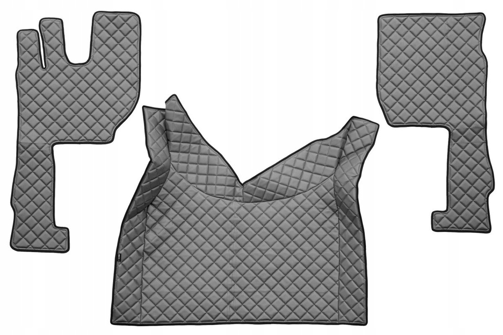 F-CORE Dywaniki podłogowe EKO-Skóra pikowana (3 szt.) Szary fotel pasażera