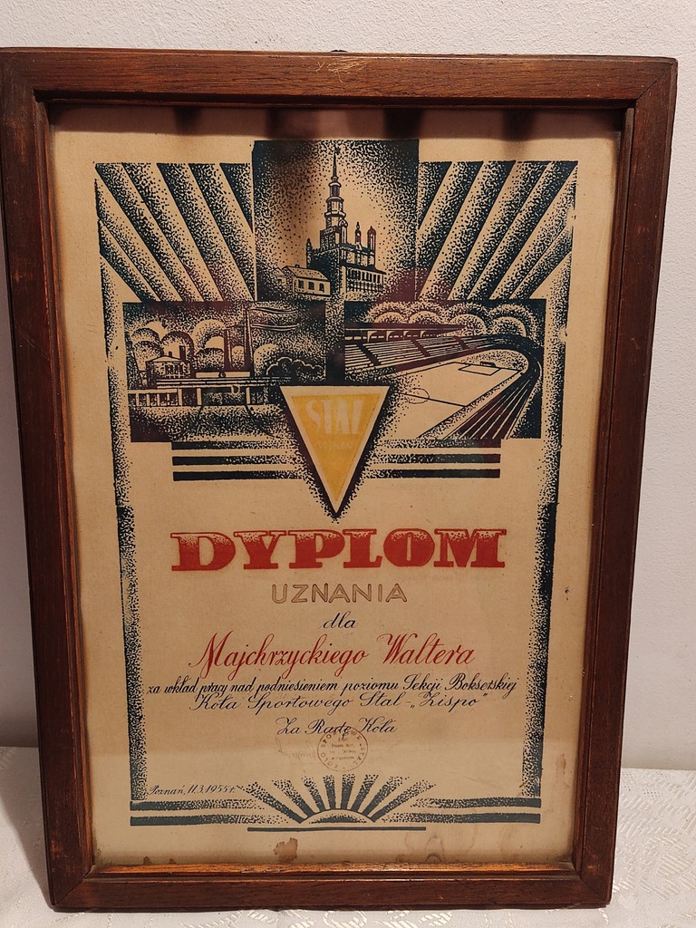 DYPLOM z 1955r STAL- ZISPO dla W. Majchrzyckiego