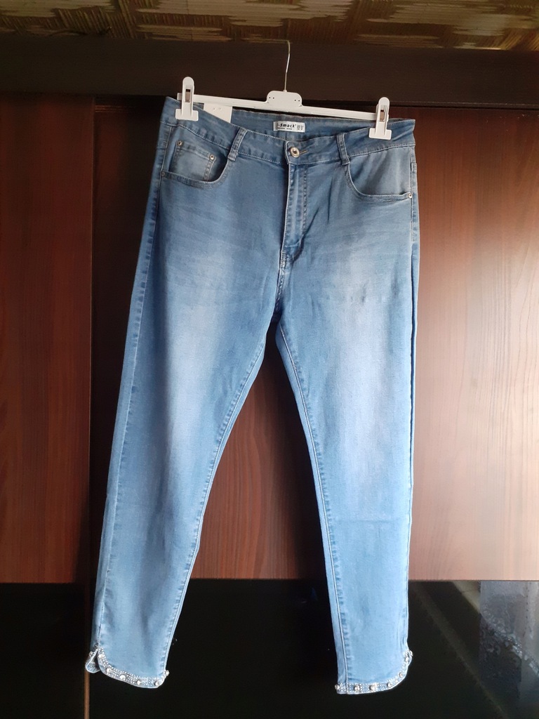 Nowe spodnie jeansy z cyrkoniami 44