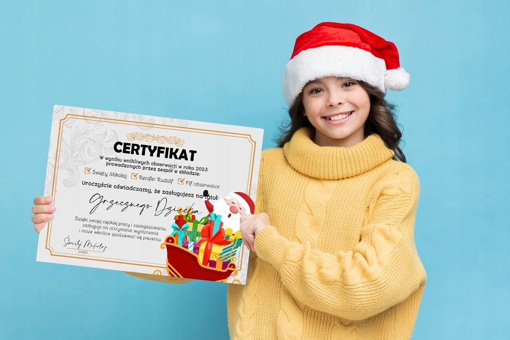 Купить СЕРТИФИКАТ ДИПЛОМ ХОРОШЕГО РЕБЕНКА + ПОДПИСЬ САНТЫ - плотная ...