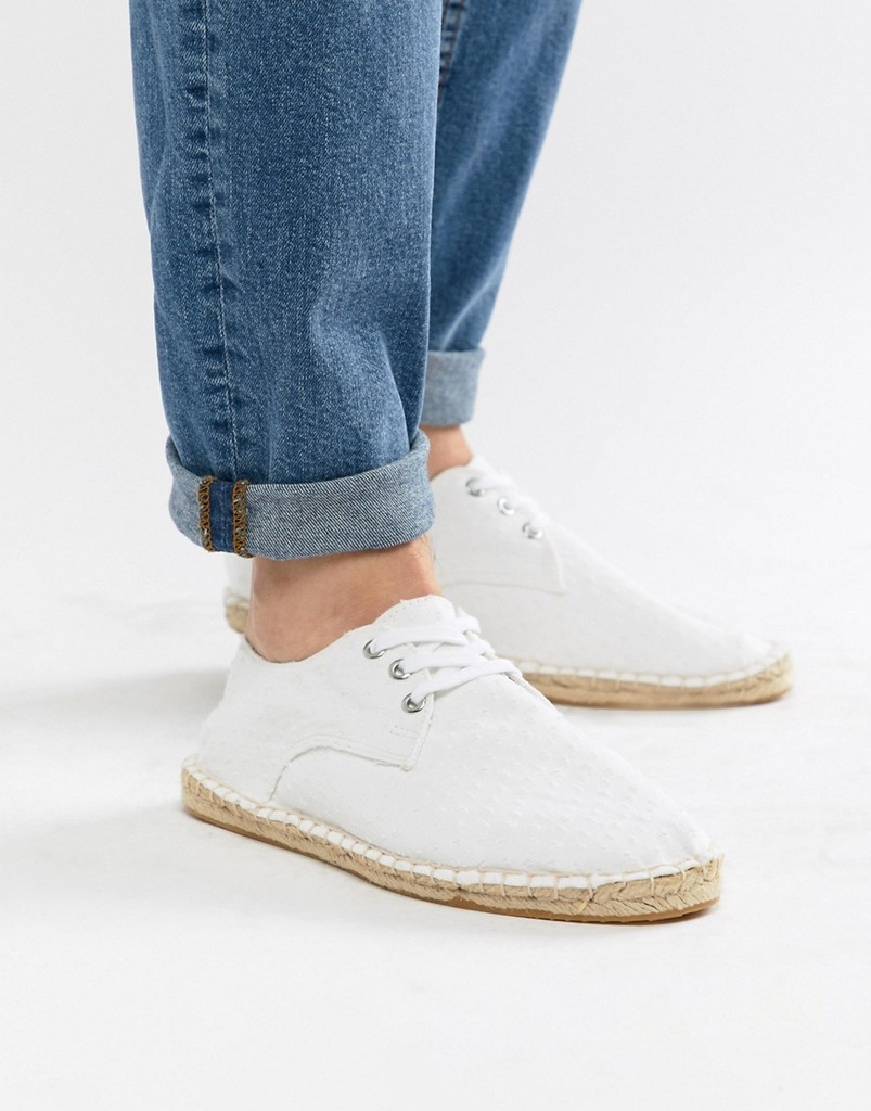 10PE09 ESPADRYLE MĘSKIE BIAŁE WIĄZANE 44.5
