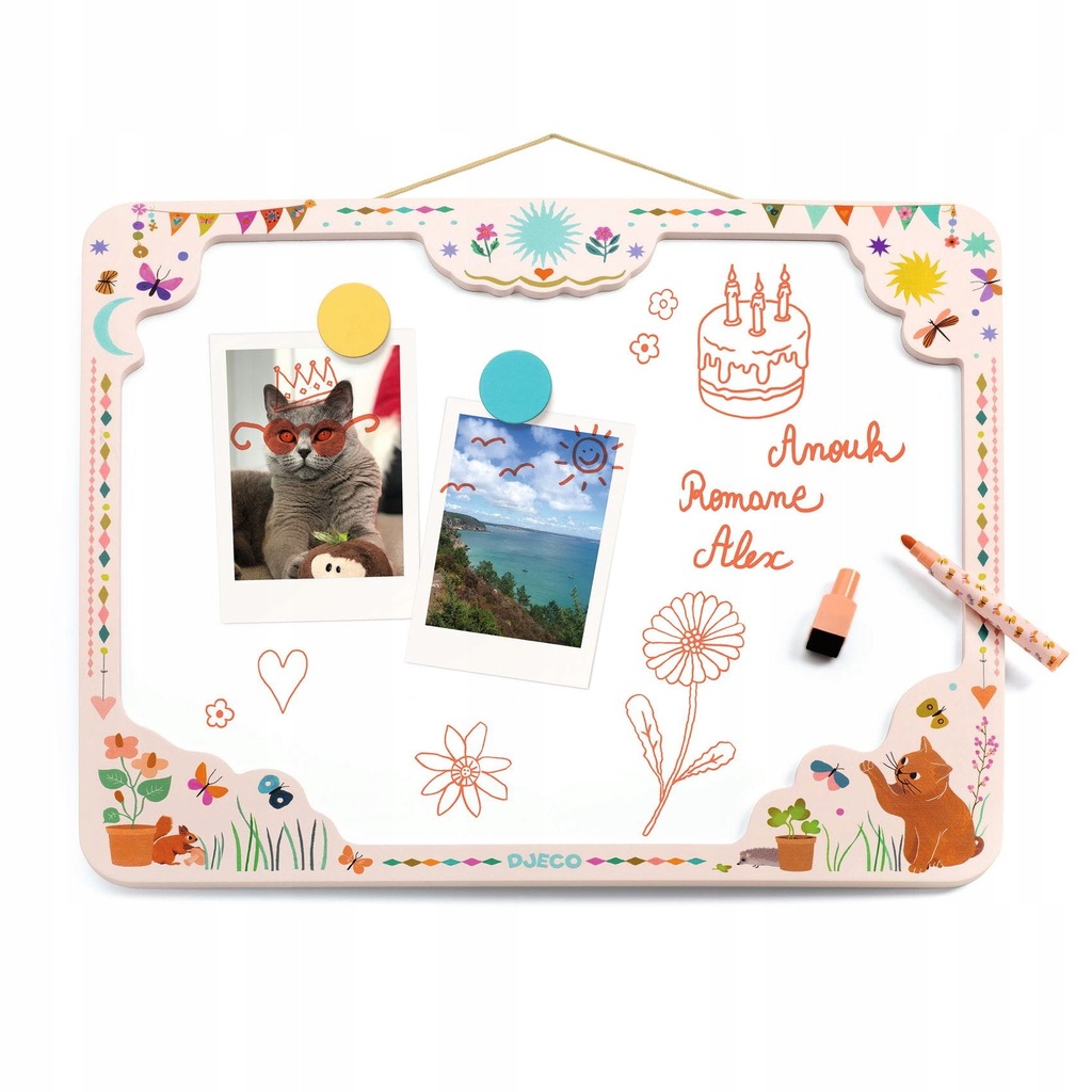 Tablica dla dzieci magnetyczna suchościeralna z mazakiem Djeco - Kotek