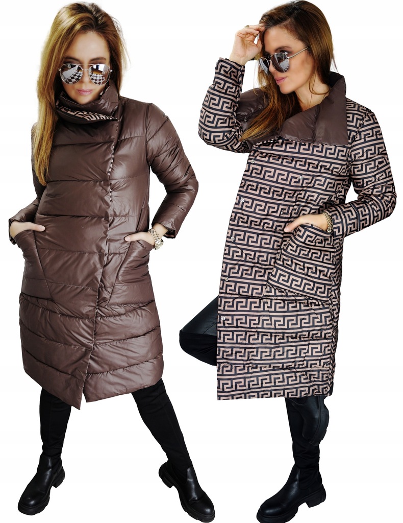 PŁASZCZ PIKOWANY DWUSTRONNY AZTEC przejściowy STÓJKA kolor