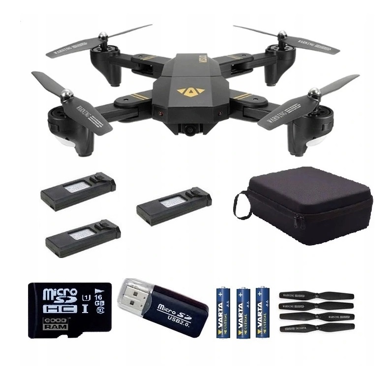 Dron Visuo XS809HWG 3AKU FPV 720p Karta 16GB WYPAS 9725218477