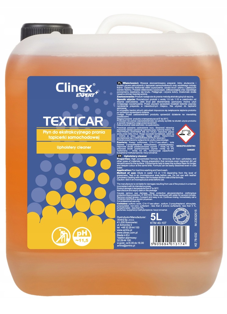 CLINEX - TEXTICAR PŁYN DO PRANIA TAPICERKI - 5L