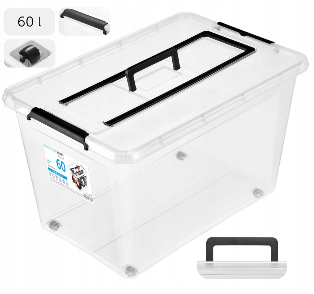Pojemnik z pokrywą plastikowy pudełko zabawki 60L