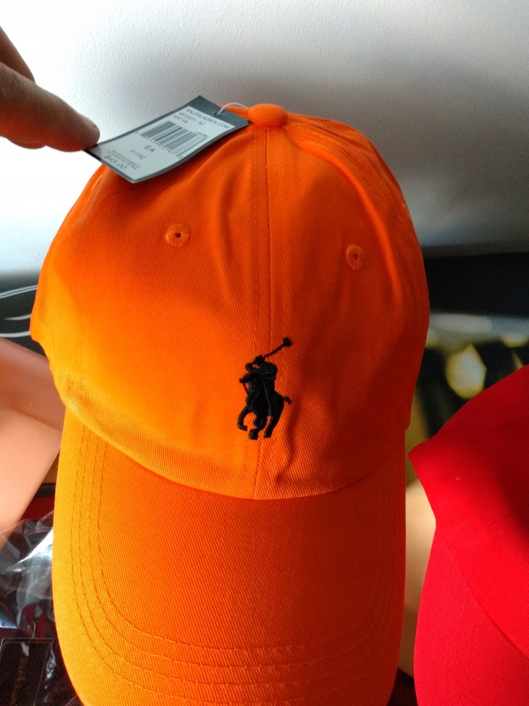 Czapka POLO Ralph Lauren pomarańcz, skórzany pasek