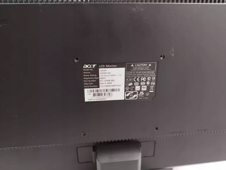 MONITOR ACER X233H LCD 23" 1920X1080 VGA 12364381835 oficjalne