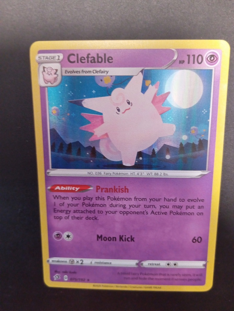 Clefable HOLO Rebel Clash 2020 rok 075/192 POKEMON TCG