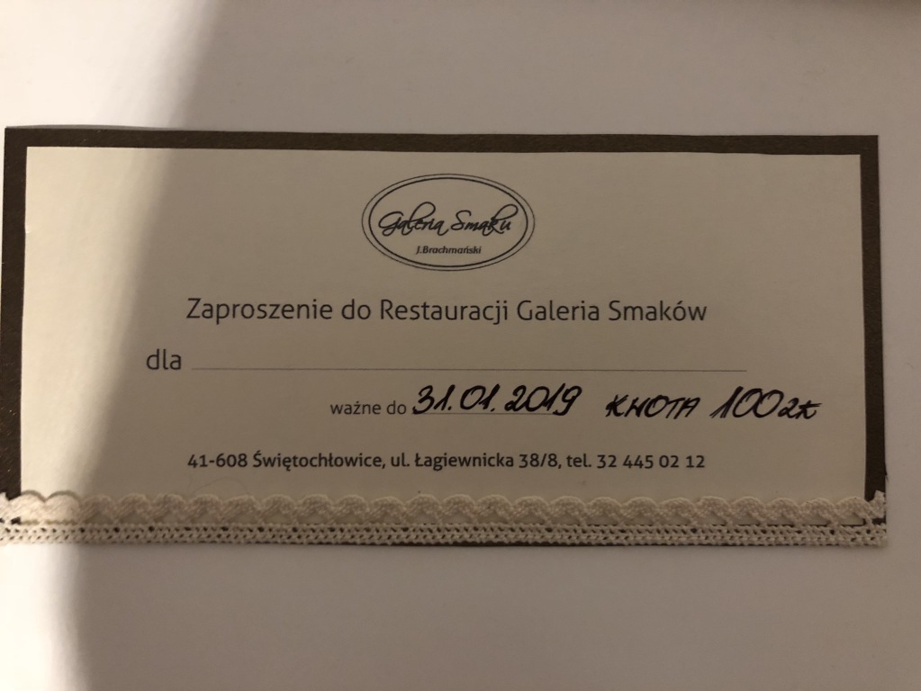 Voucher 100 zł Galeria Smaków Świętochłowice