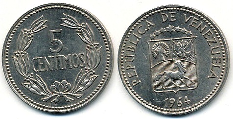 Wenezuela 5 Centimos - 1964r ... Monety