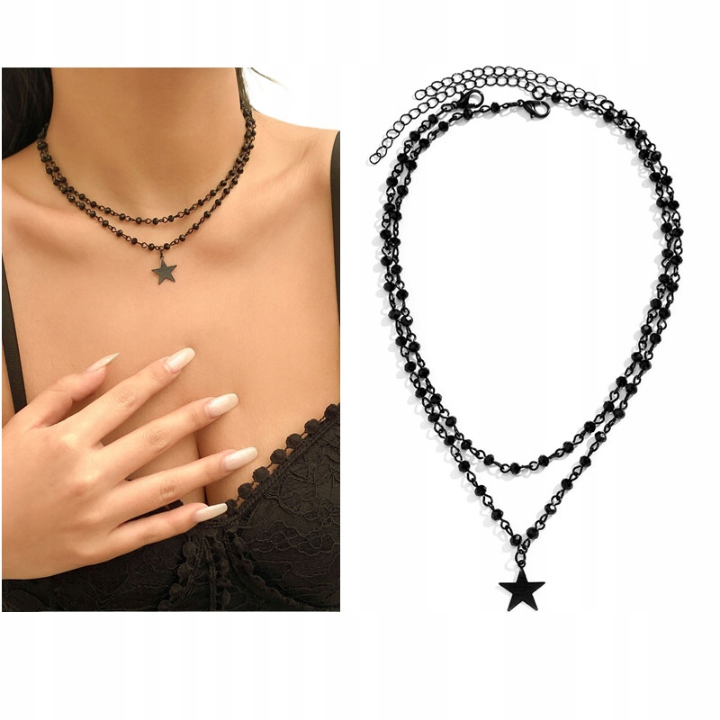 Naszyjnik choker Krótki CZARNY czarny gothic rock