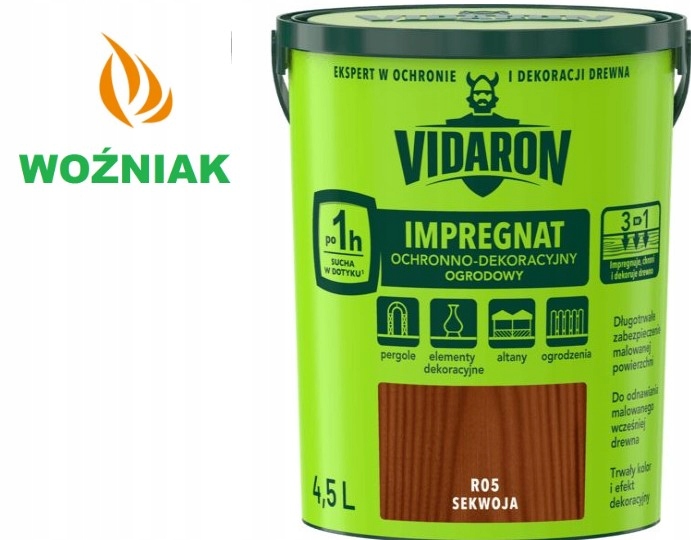 VIDARON IMPREGNAT OGRODOWY 4,5L R04 SEKWOJA