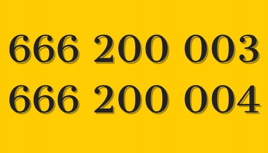 ZŁOTA PARA NUMERÓW 666 200 003 & 666 200 004