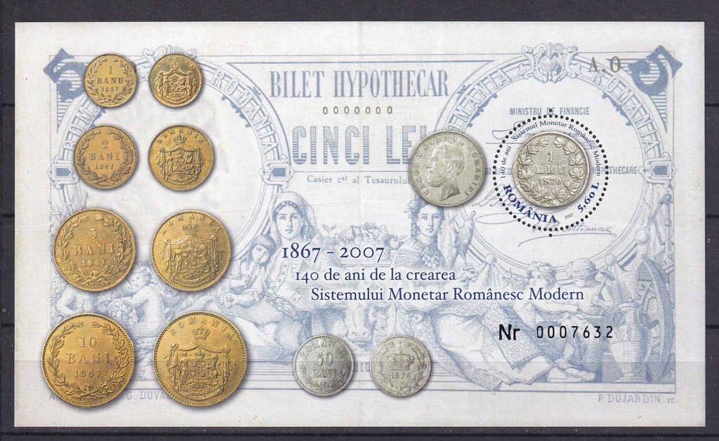 RUMUNIA** 140 lat pierwszych rumuńskich monet Mi BL 410