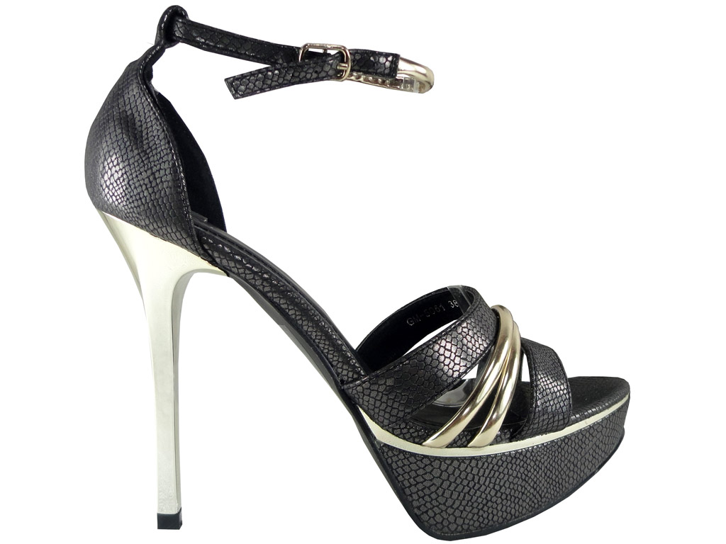 SANDAŁKI NA OBCASIE SZPILKI Z PASKIEM W KOSTCE 37 - 6992580280