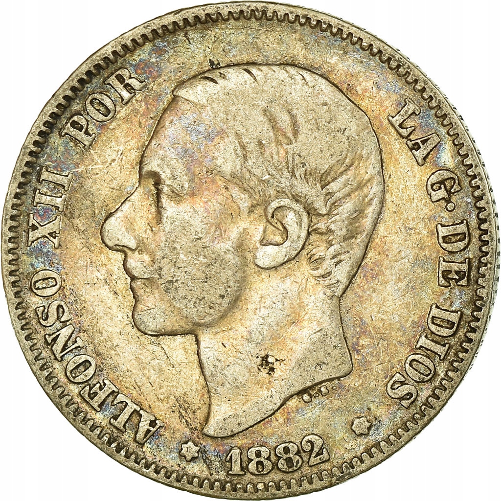 Moneta, Hiszpania, Alfonso XII, 2 Pesetas, 1882, M