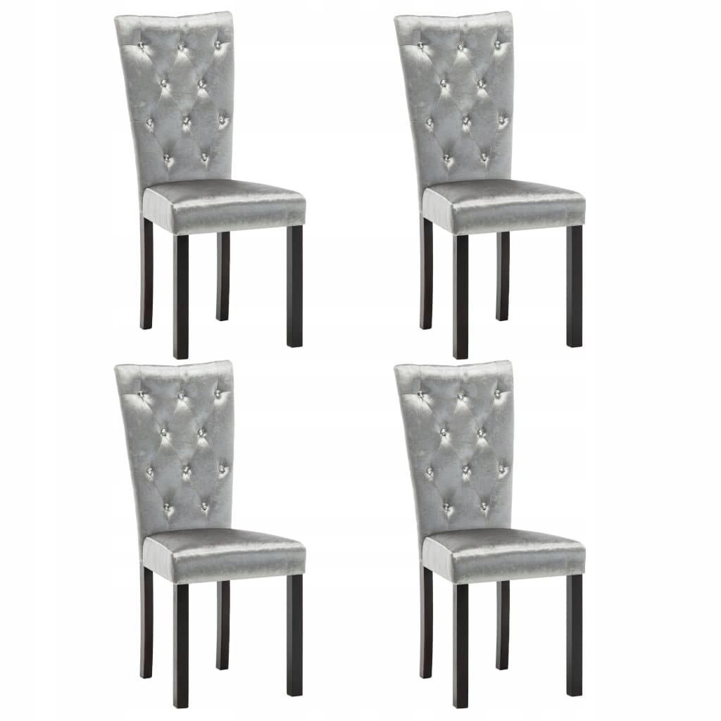 Krzesła stołowe, 4 szt., srebrne, aksamit