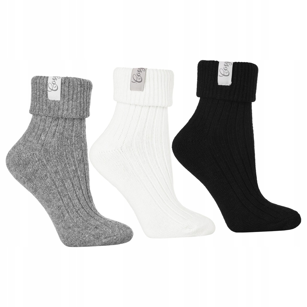 CIEPŁE SKARPETKI DAMSKIE Z WEŁNĄ NA JESIEŃ I ZIMĘ DZIANINA MORAJ 35-38 3pak