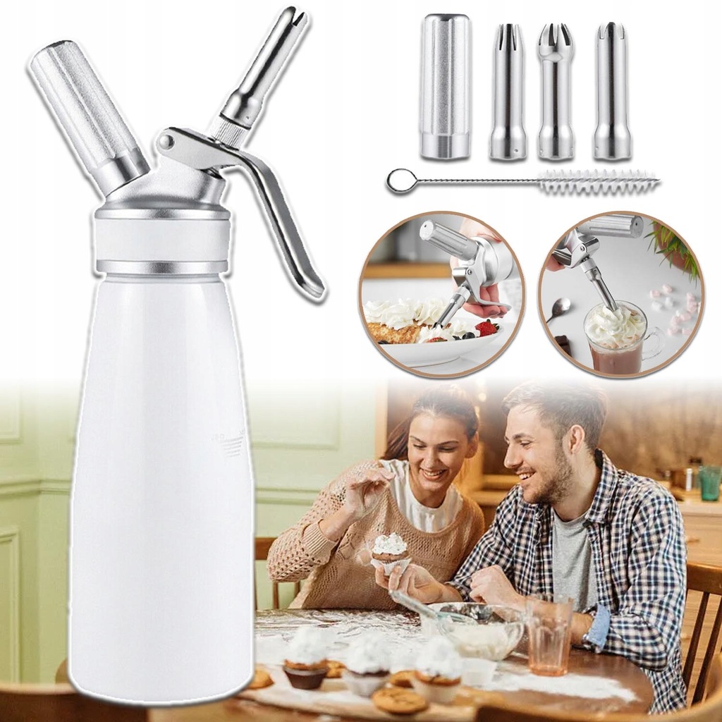 DOZOWNIK ŚWIEŻEJ ŚMIETANY DO TWORZENIA BITEJ ŚMIETANY DO DEKORACJI DESERÓW