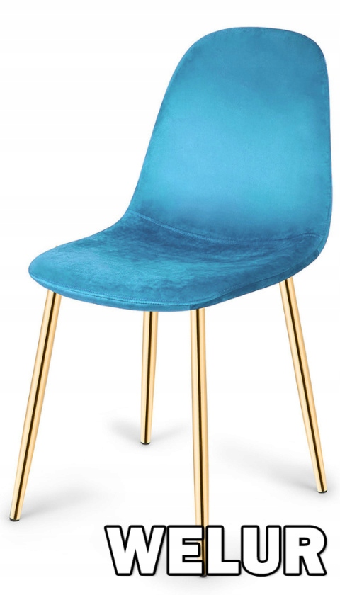 Krzesło tapicerowane kuchenne/salonowe GIULIA SEA BLUE VELVET GOLD
