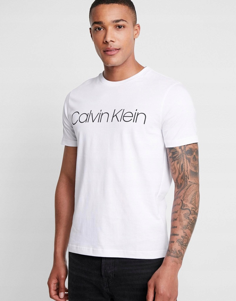 H0B313*CALVIN KLEIN T-SHIRT NADRUK BIAŁY L Z01