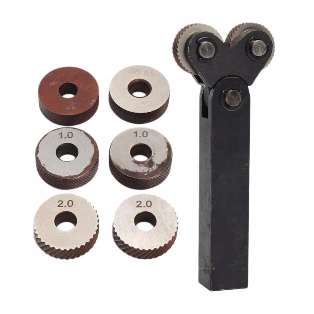 7pcs Steel Dual Wheel Knurling Tool with 0.5mm 1mm 2mm Wheel