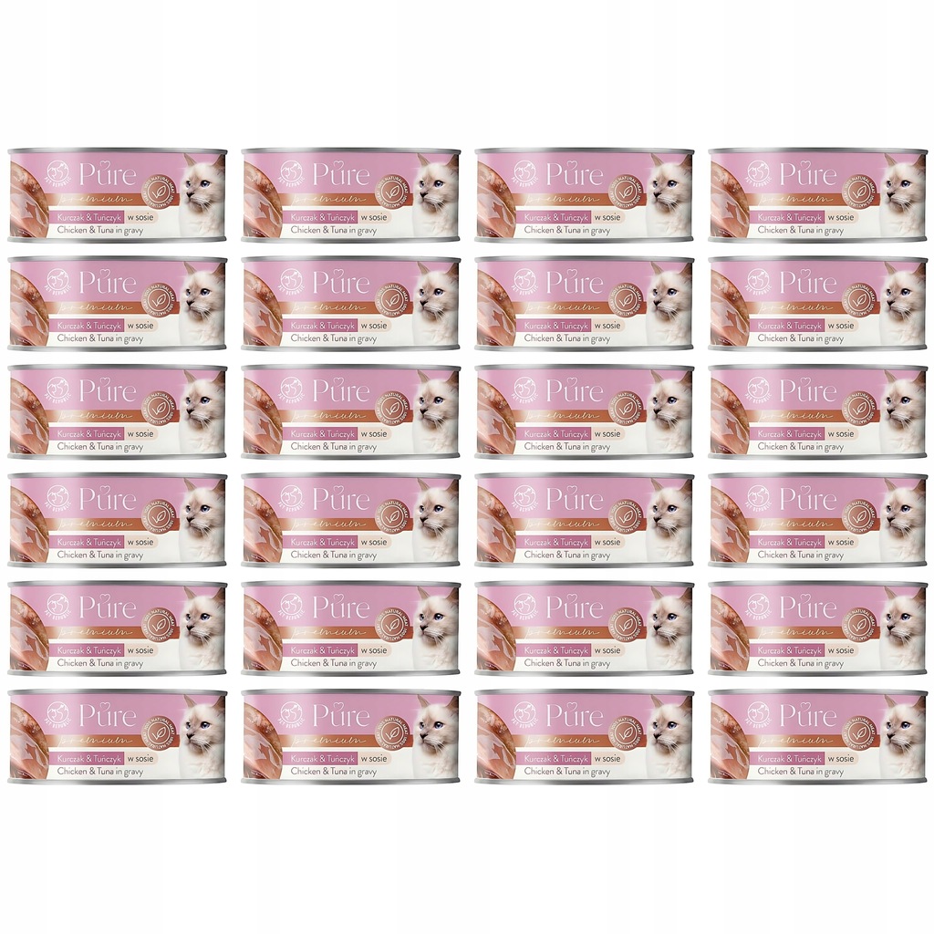 PetRepublic PURE Tuńczyk i Kurczak kawałki w sosie karma kota BEZ ZBÓŻ 12x8