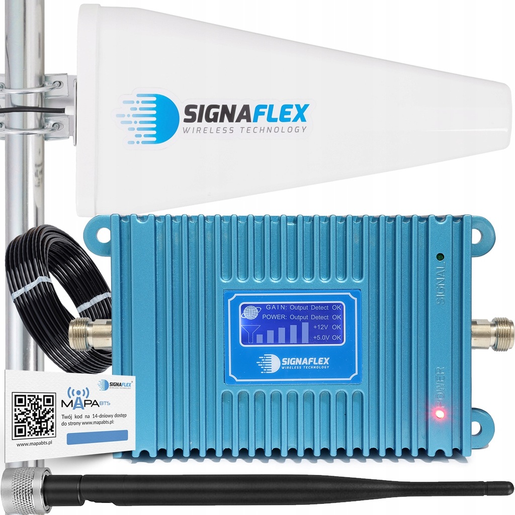WZMACNIACZ ZASIĘGU SYGNAŁU GSM 2G MOCNY + ANTENY