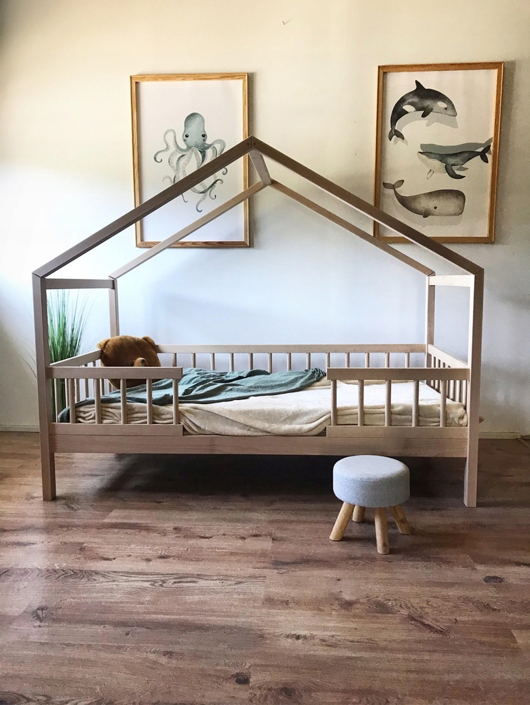 Łóżko domek Hytte Z-Drewutni 160 x 80 z drewna bukowego HANDMADE
