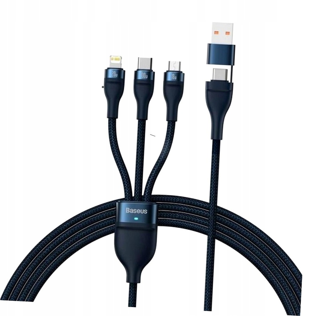 BASEUS kabel USB 3w1 Flash Series II USB A do Micro + Lightning 8-pin + Typ