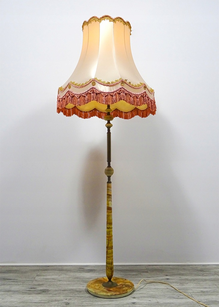 Antyk Lampa Stojąca Marmur Wysoka Lampa Abażur BDB