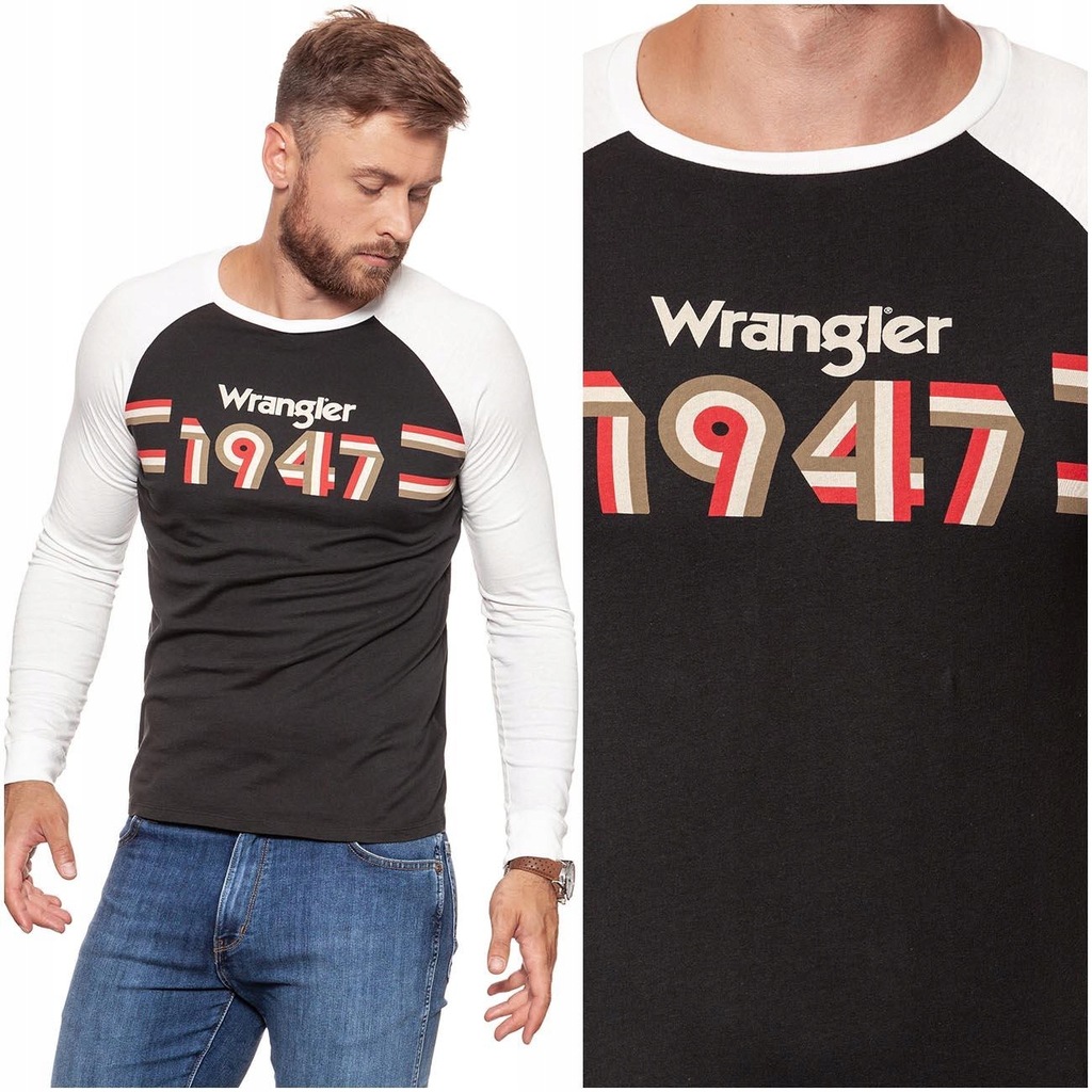 WRANGLER LS 1947 TEE MĘSKI LONGSLEEVE PRINT __ XL