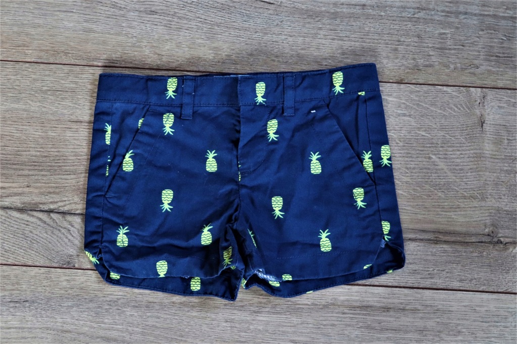 BABY GAP skinny fit granatowe spodenki w ananasy