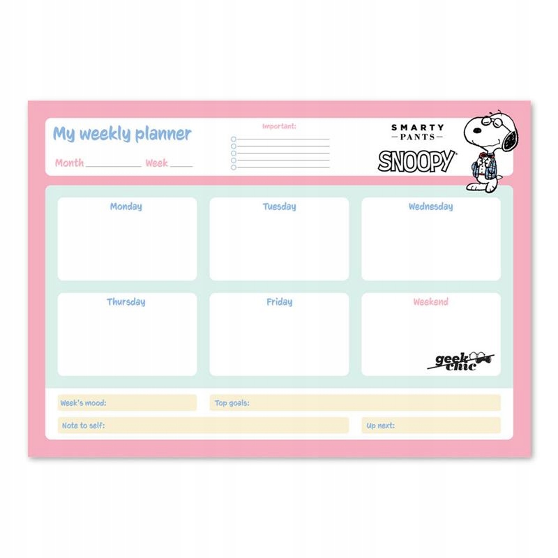 Snoopy - Planner tygodniowy A3