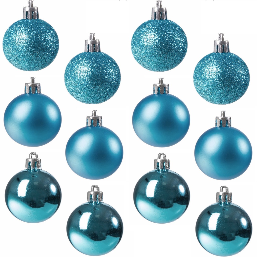 BOMBKI BAŃKI ŚWIĄTECZNE zestaw TURKUSOWE 12szt 3cm