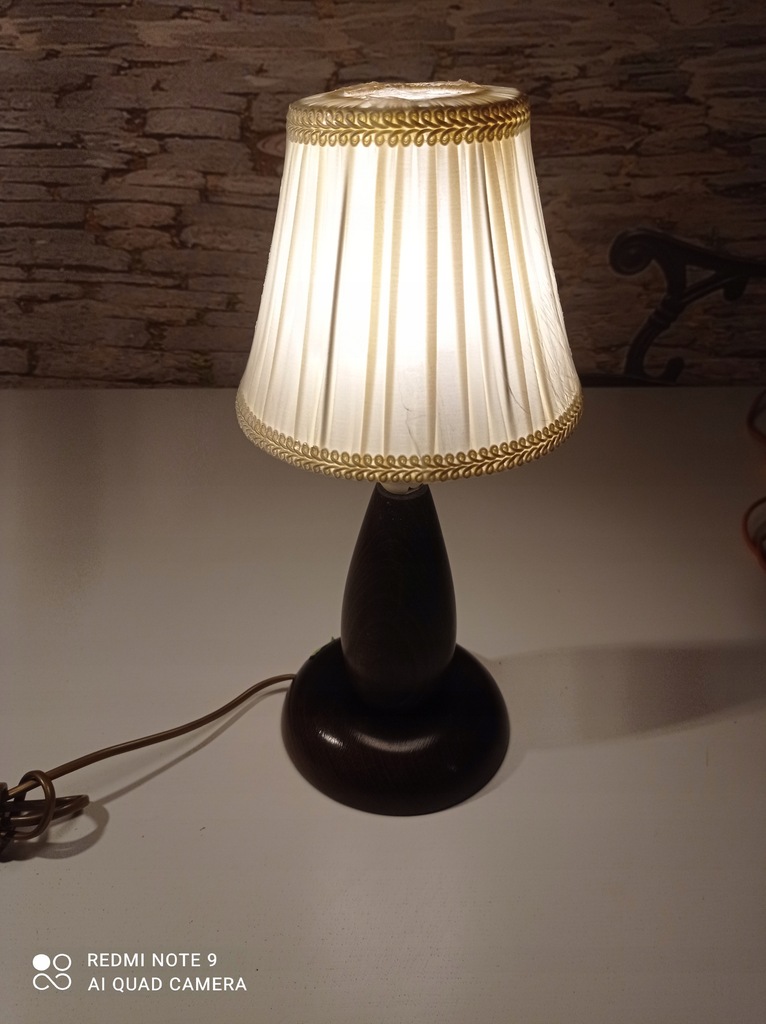 Lampka Drewniana E14 230V + abażur