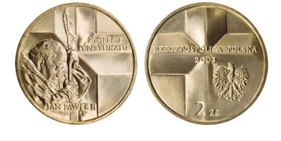 2 zł 25 lecie Pontyfikatu Jan Paweł II 2003 rok