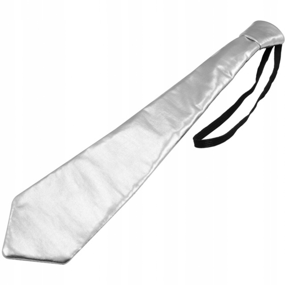 krawat Metallic 30 cm poliester srebrny jeden rozm
