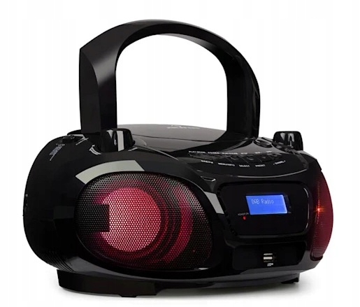 RADIO FM BT USB CD AUX BOOMBOX DAB + PODŚWIETLANY RADIOODTWARZACZ CZARNY