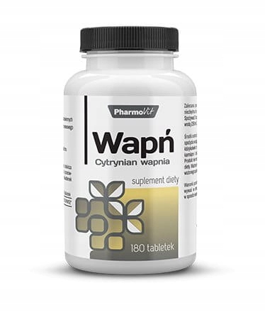 Wapń, cytrynian wapnia 180 tabletek Pharmovit