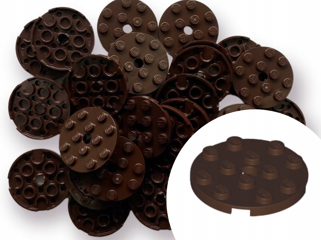 LEGO 60474 PLATE P??ytka 4x4Round Ciemny Br??z 10szt - 12945649404 - oficjalne archiwum Allegro